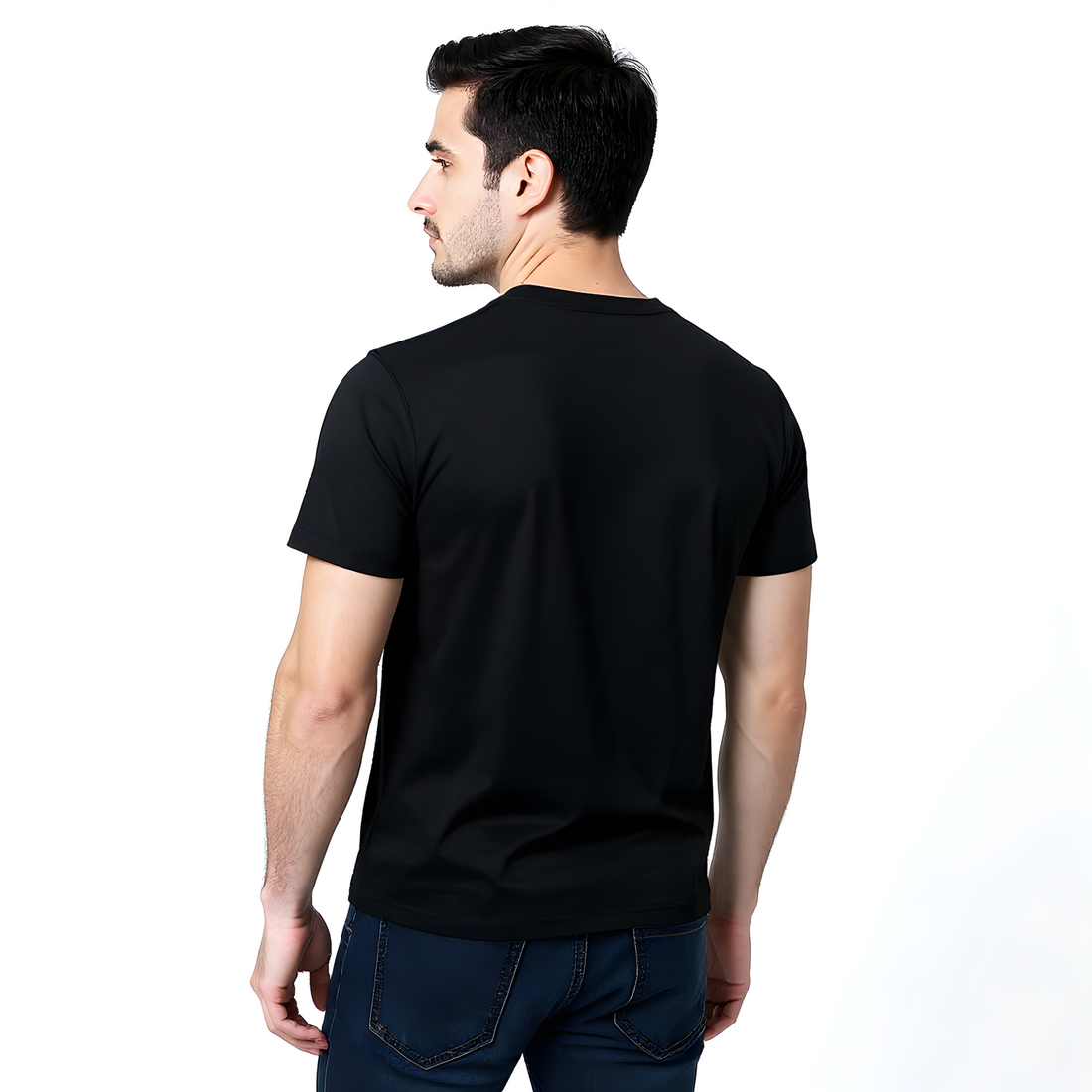 Casual Black Crew Neck