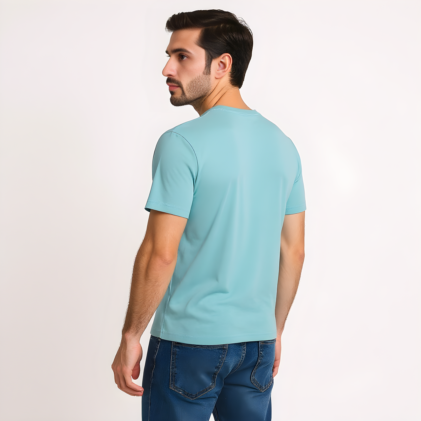 Casual Ocean Blue Crew Neck
