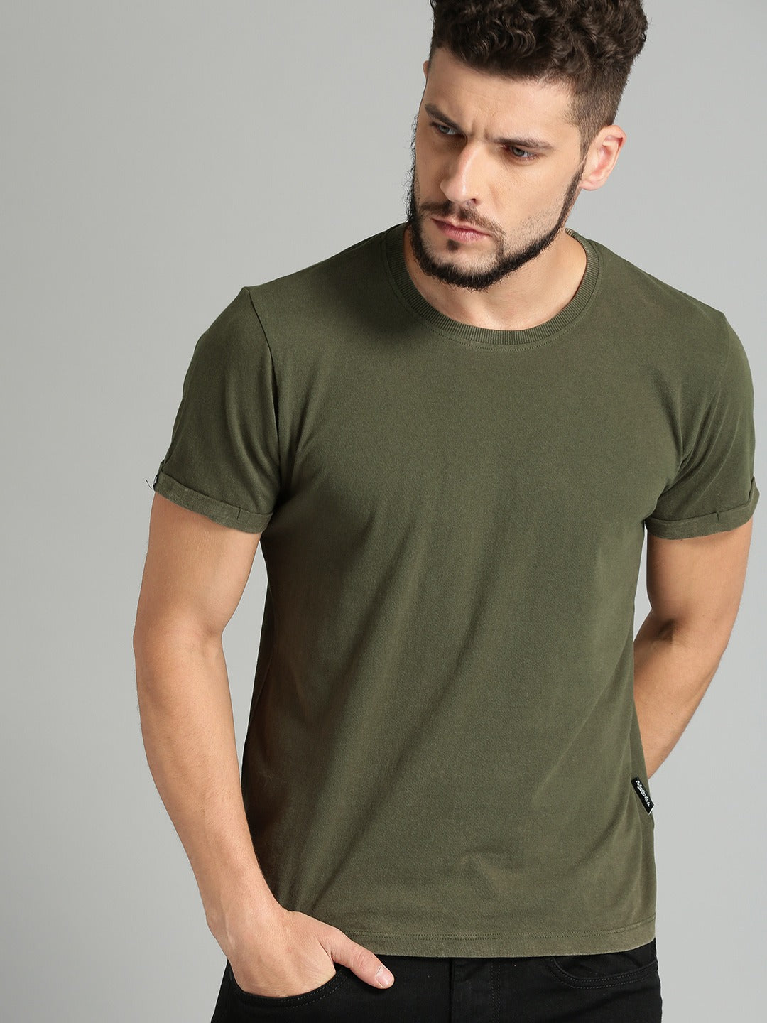 Casual Olive Crew Neck