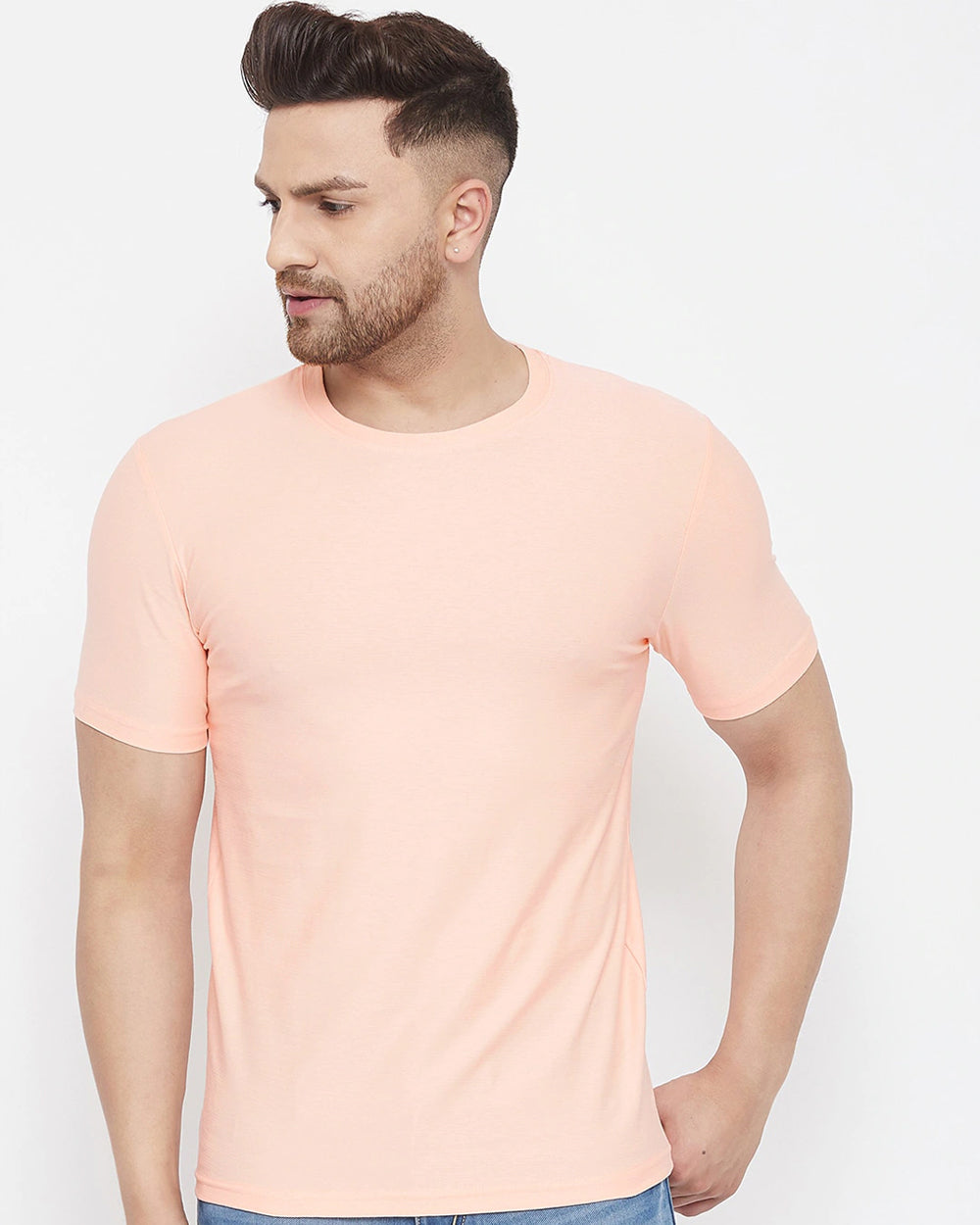 Casual  Peach Crew Neck