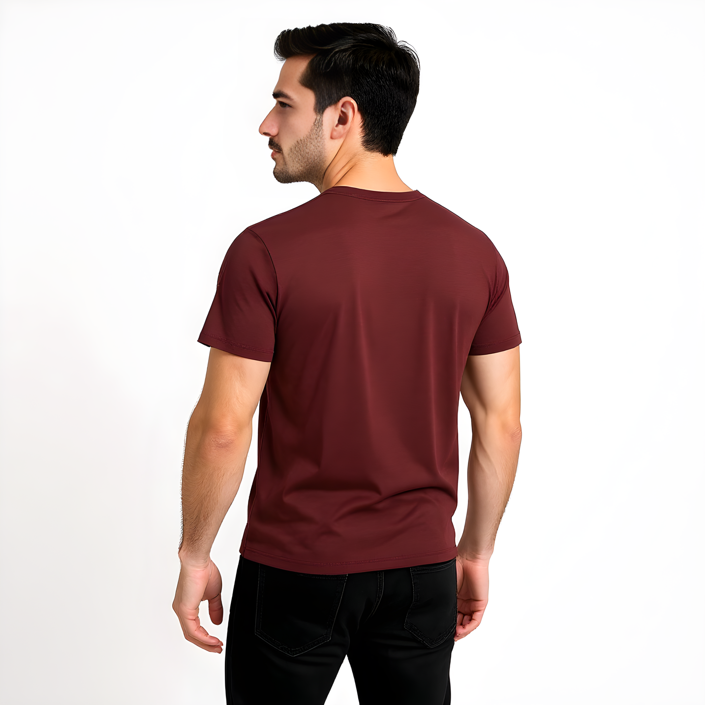 Casual Maroon Crew Neck