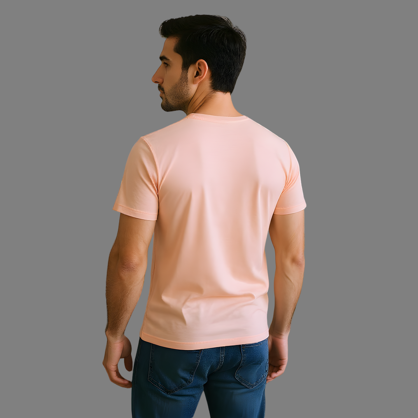 Casual  Peach Crew Neck