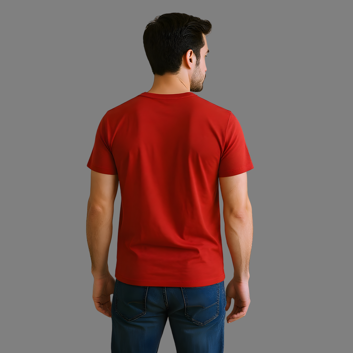 Casual Red Crew Neck